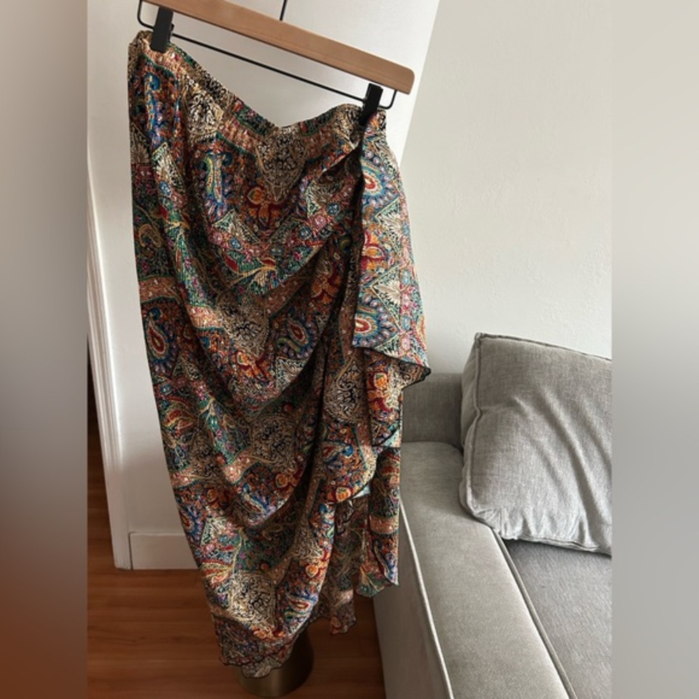 Muche Et Muchette Wrap Pareo  Skirt Boho Paisley Asymmetrical Ruffles One Size